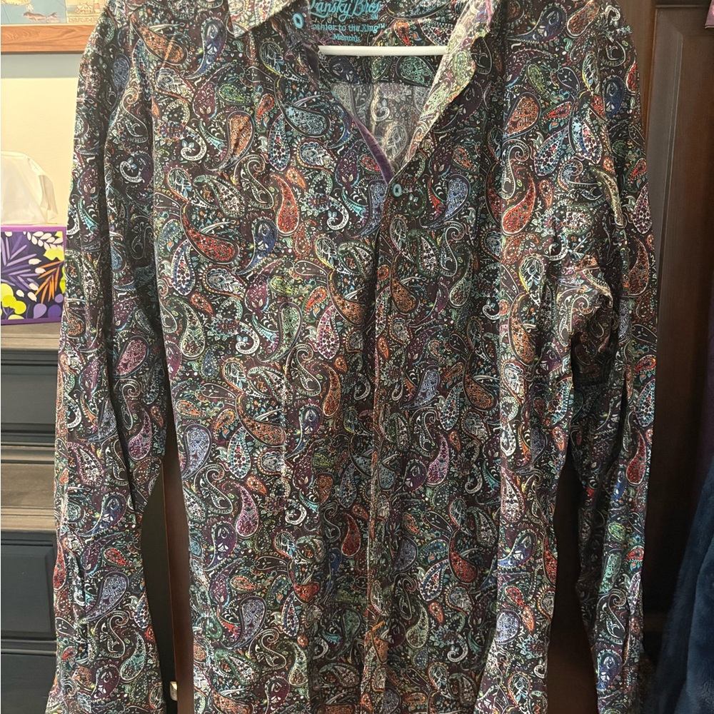 Paisley-Print Long Sleeve Button-Down Shirt - Multi